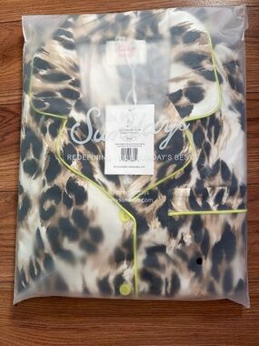 In My Sundays: Luxe Leopard with Lime Punch Piping Long Sleeve & Pant Pajama Set